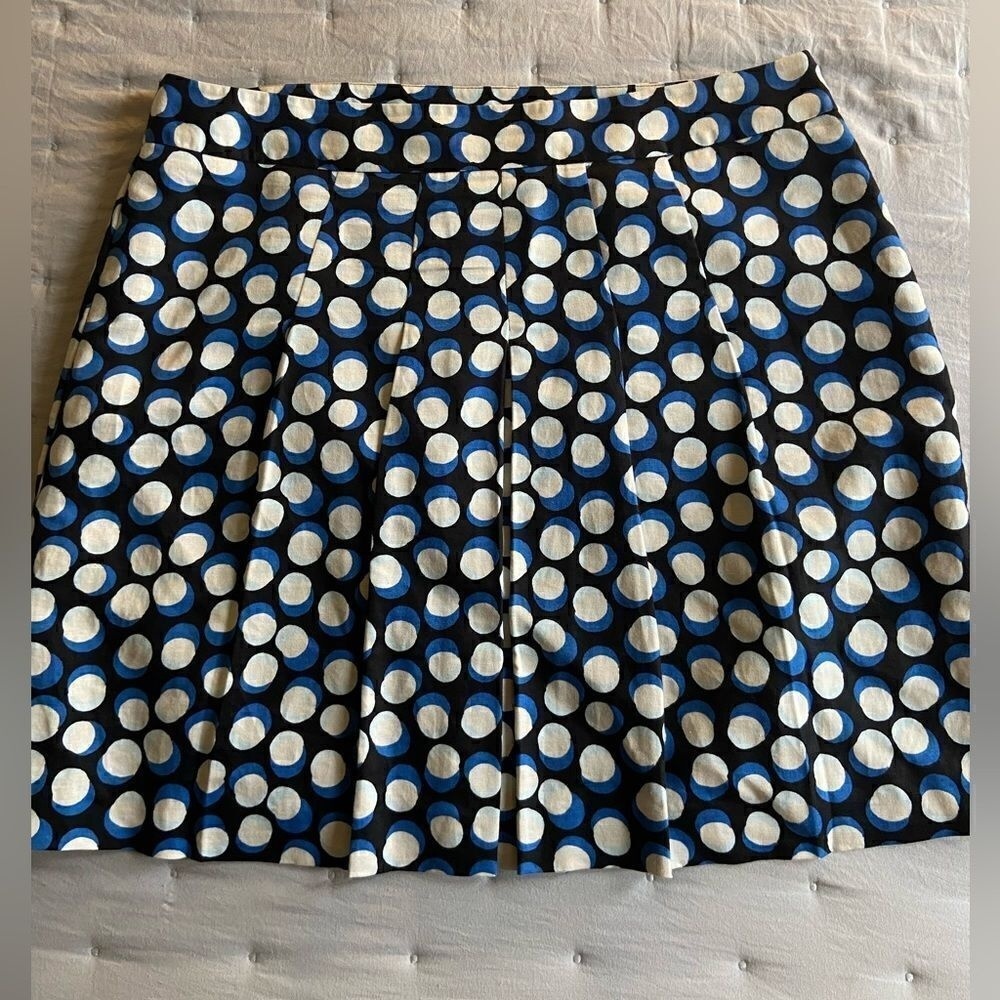 Loft Pleated Polka Dot Blue/Black/White Mini Skirt Size‎ 16